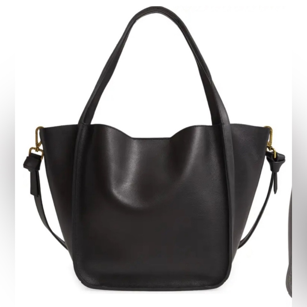 Madewell Black Leather Tote Bag